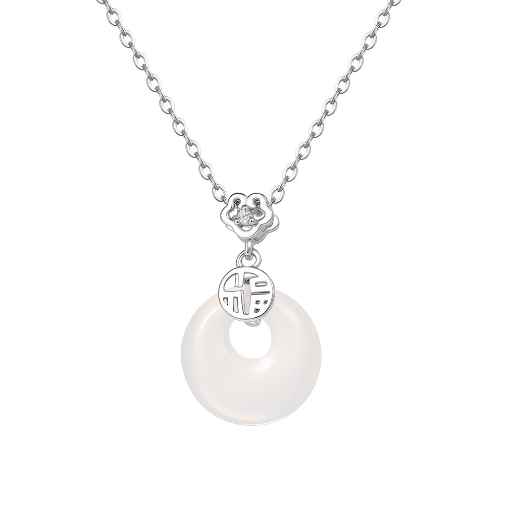 C廠 韓國韓版福字白玉髓平安扣S999純銀項鍊 批發 折扣@洽客服 25.11.26「F6473」