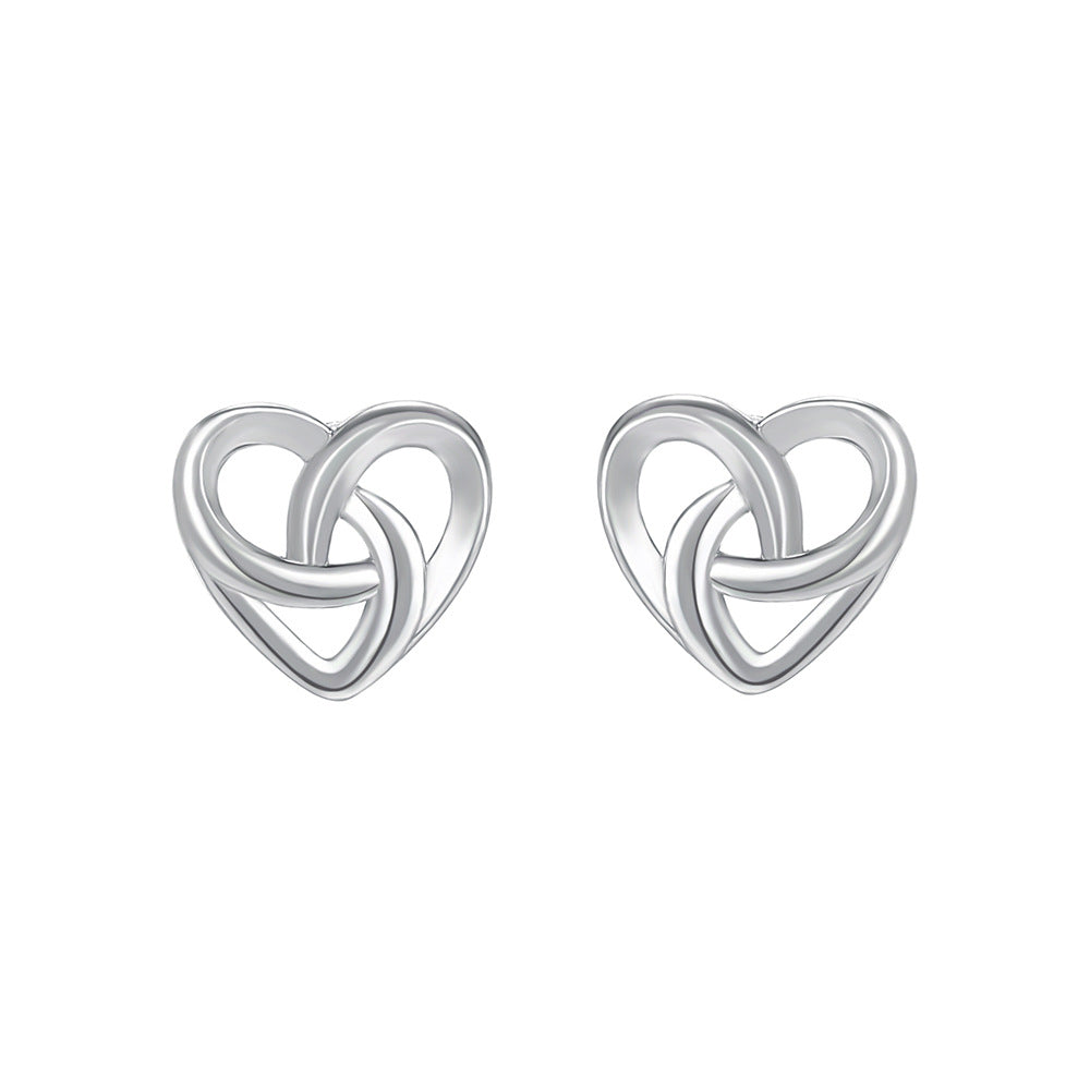 C廠 韓國韓版光面鏤空交織愛心S999純銀耳環 批發 折扣@洽客服 25.12. W2「E5874」