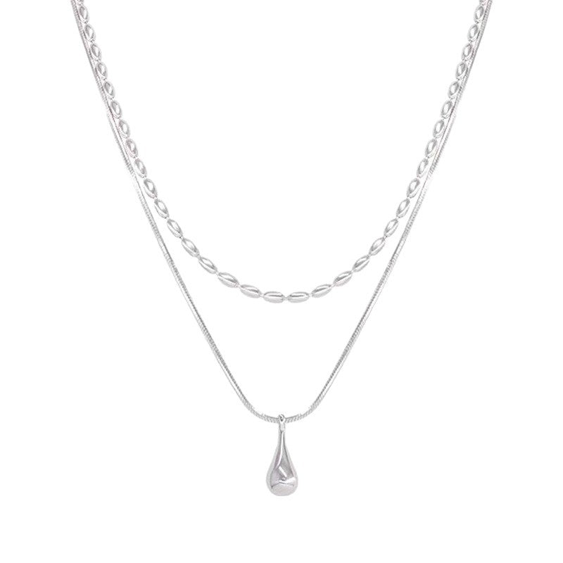 A2廠 韓國韓版雙層金屬橢圓形水滴吊墜項鍊 批發 折扣@洽客服 25.08.W1「HN9405」