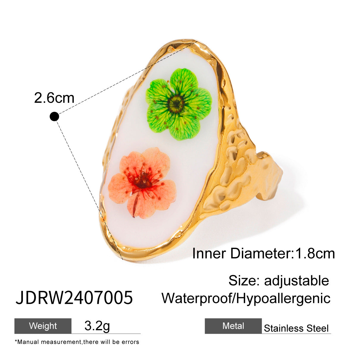 B廠 歐美款 HAZEL 鈦鋼鍍18K金戒指「JDRW2407005」24.10.W2 批發折扣@洽客服