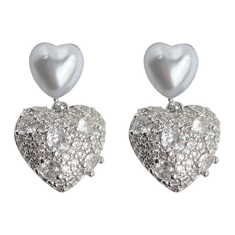 A廠 日韓款重工鋯石愛心銀針耳環 批發 折扣@洽客服 25.11.W4「4839」