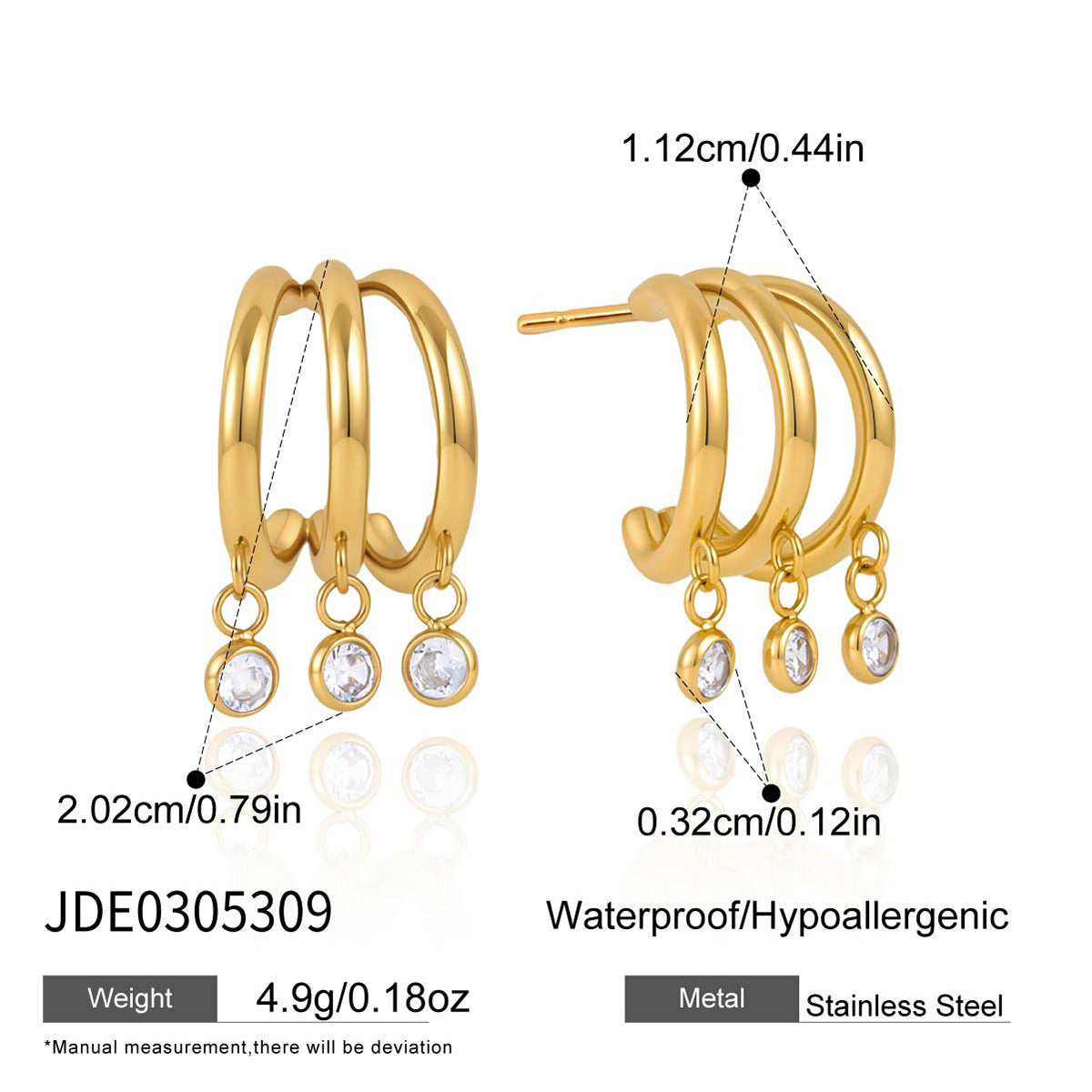 B廠 歐美款GIANNA 流蘇鈦鋼鍍18K金耳環批發 折扣@洽客服 26.09.W2「JDE0305306,JDE0305307,JDE0305308,JDE0305309」