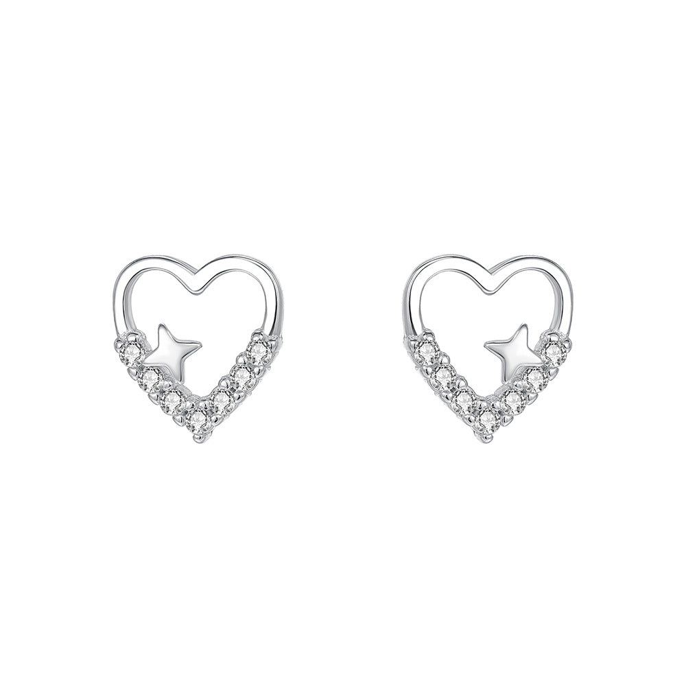 C廠 韓國韓版鏤空愛心四芒星S925純銀耳環 批發 折扣@洽客服 25.11.26「E5810」