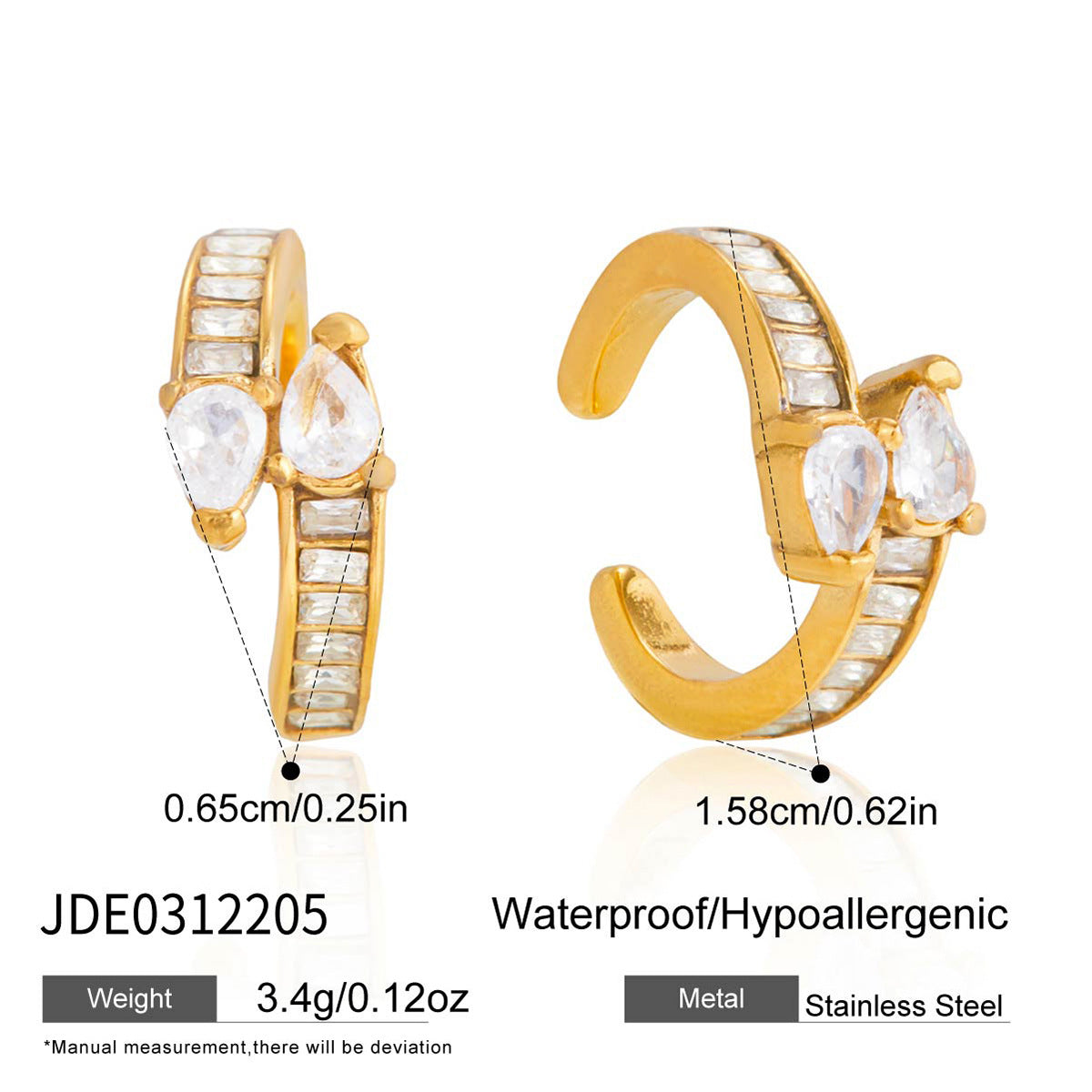B廠 歐美款 JENICE 鈦鋼鍍18K金耳夾批發 折扣@洽客服 26.04.W4「JDE0312204,JDE0312205」
