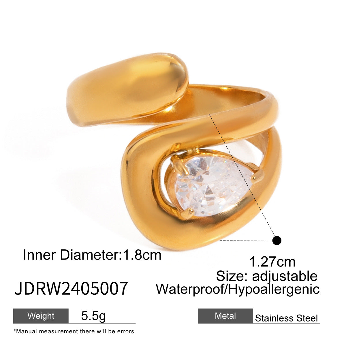 D廠 JENNIFER 不鏽鋼鍍18K金戒指「JDRW2405006-7」24.09 批及折扣@洽客服