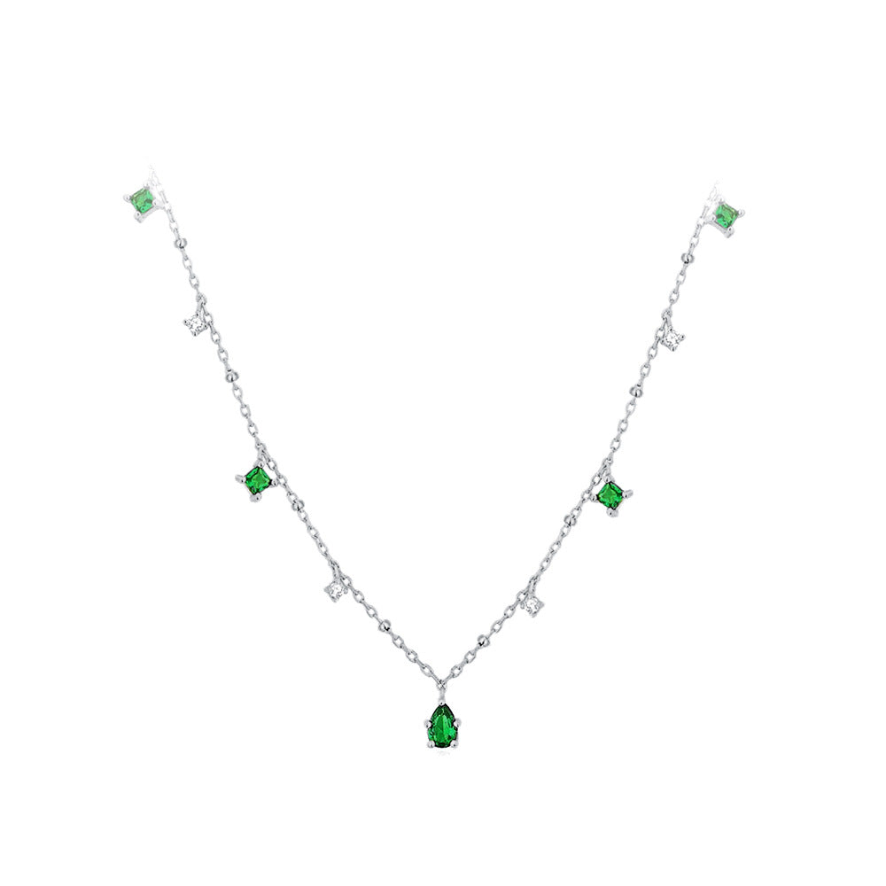 C廠 韓國韓版綠色小方塊鋯石S925純銀項鍊 批發 折扣@洽客服 25.10.W3「A2972」