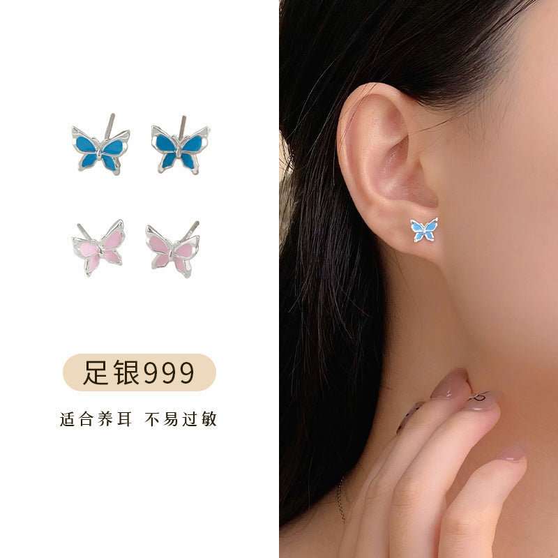 C廠 韓版甜美蝴蝶S999足銀耳環「YC10361E」24.10.W4 批發折扣@洽客服