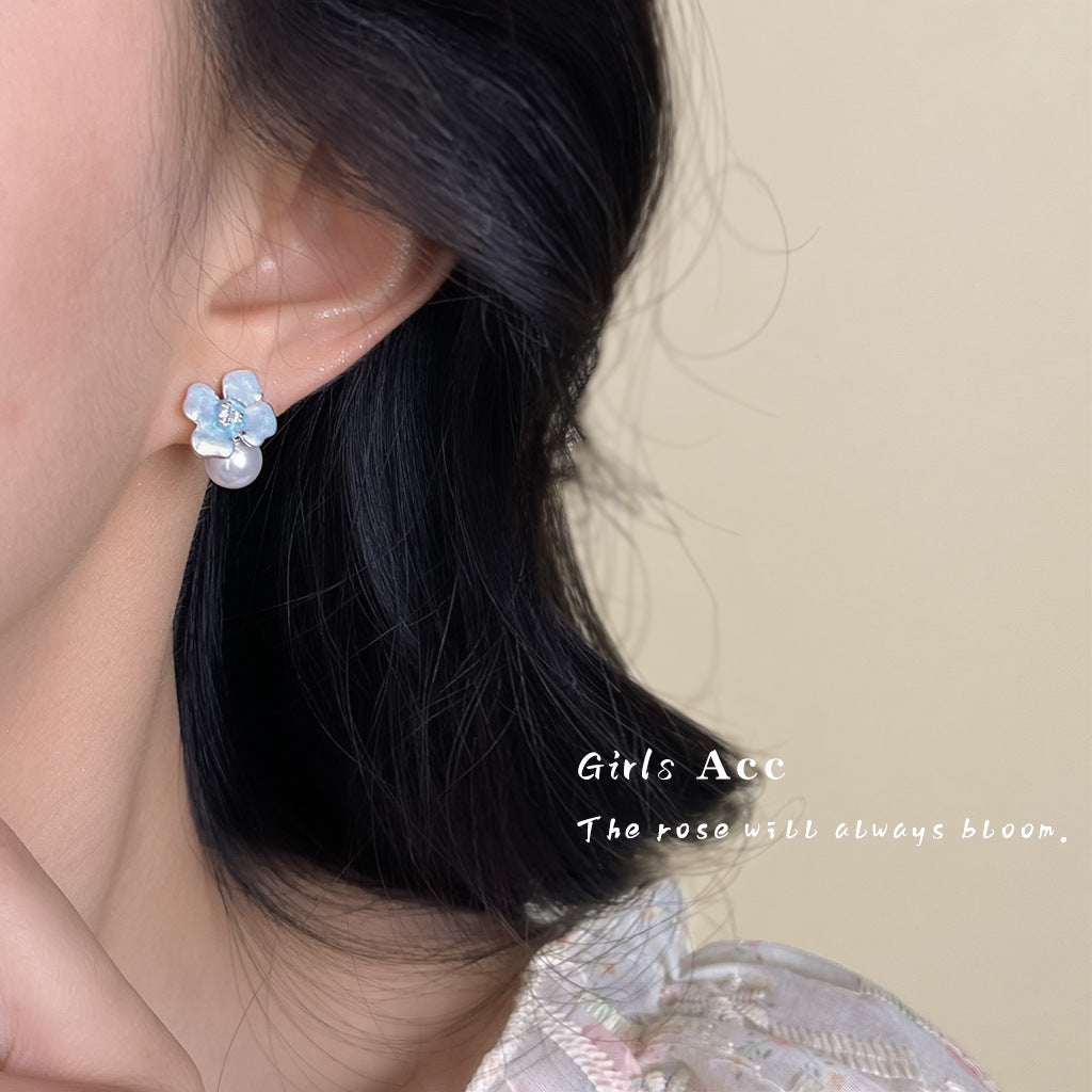 A廠 日韓款 琺瑯滴油花銀針耳環 批發 折扣@洽客服 25.08.W5「6182」