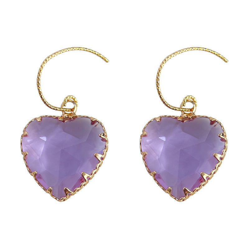 A廠 韓系玻璃水晶愛心銅鍍14K金銀針耳環 批發 折扣@洽客服 25.04.W1「3678」