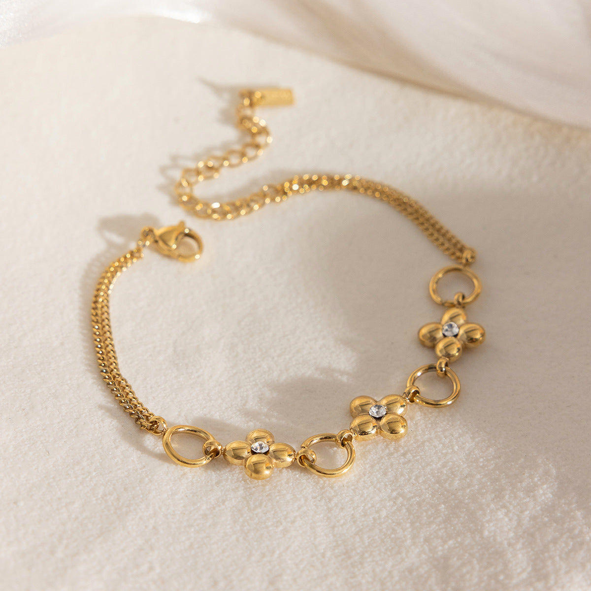 B廠 歐美款 四葉草鈦鋼鍍18K金手鍊 批發 折扣@洽客服 26.03.W1「JDB0210004」