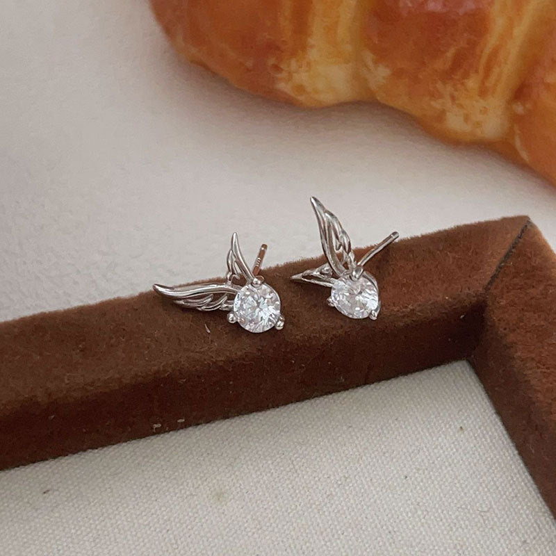 C3廠 韓國韓版鑲嵌天使之翼S999足銀耳環 批發 折扣@洽客服 25.10.W5「SES104」