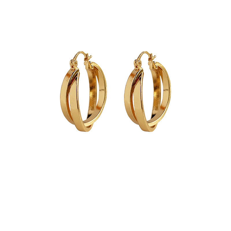 A廠 韓系幾何交叉銅鍍14K金銀針耳環「A493」24.12.W5 批發折扣@洽客服