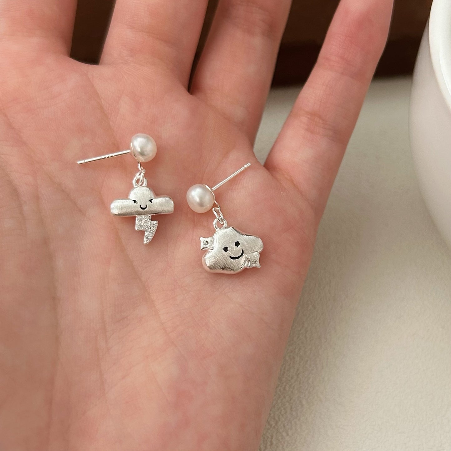 C3廠 韓國韓版可愛珍珠雲朵S925純銀耳環 批發 折扣@洽客服 25.11.W1「hes416」