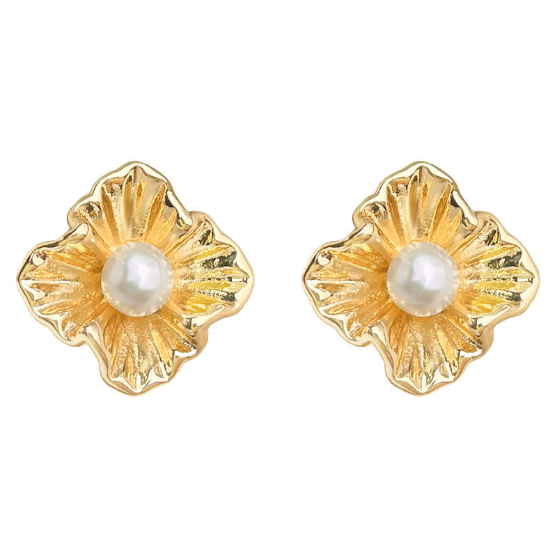 A廠 韓系淡水珍珠花朵銀針耳環 批發 折扣@洽客服 25.04.W1「5594」