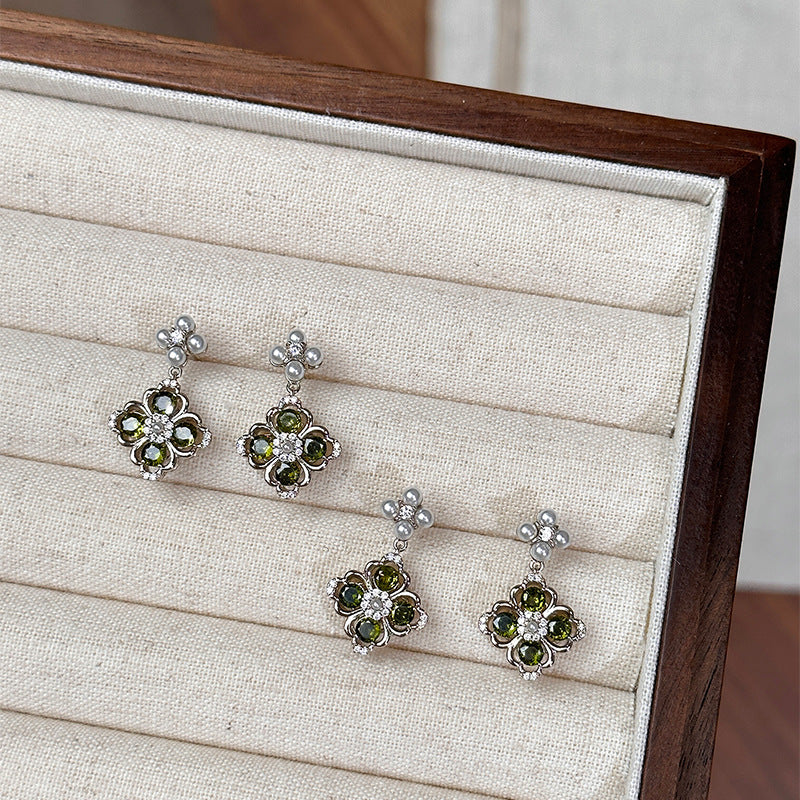 A2廠 韓國韓版鋯石珍珠花朵銀針耳環 批發 折扣@洽客服 25.11.W1「HE29058」