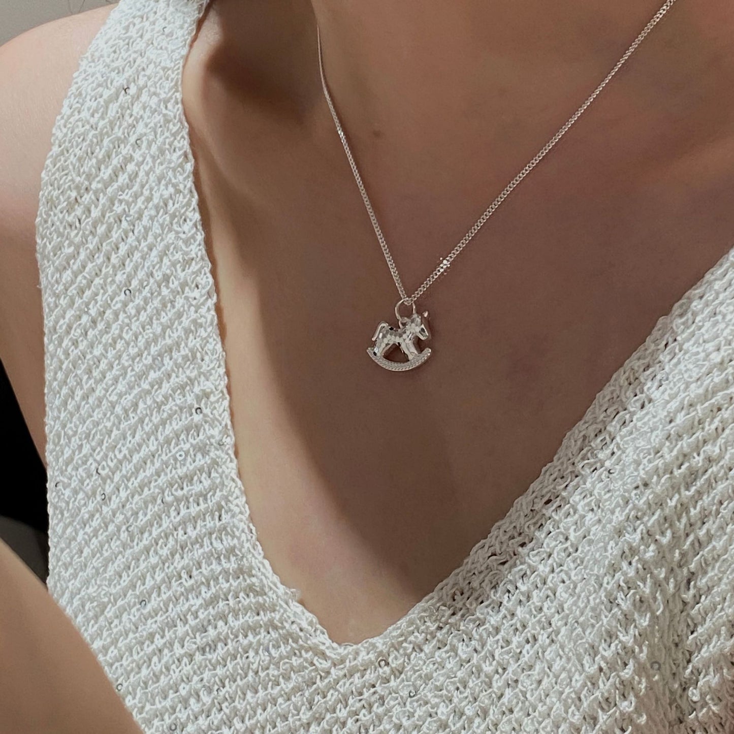 C2廠 韓國韓版復古小木馬S925純銀項鍊 批發 折扣@洽客服 25.11.W1「SN3517」