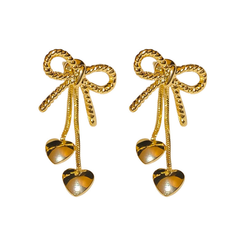 A2廠 韓國韓版一款兩戴~蝴蝶結愛心銀針耳環「HE23964」24.12.W4 批發折扣@洽客服