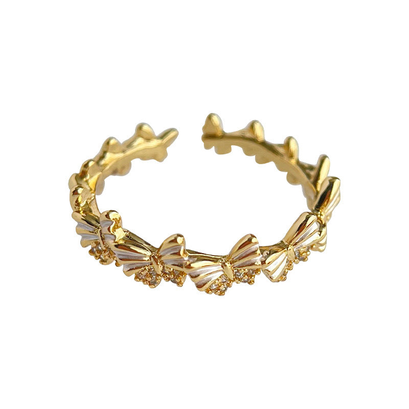 A廠 日韓款蝴蝶滴釉銅鍍14k金戒指批發 折扣@洽客服 26.04.W3「4077」