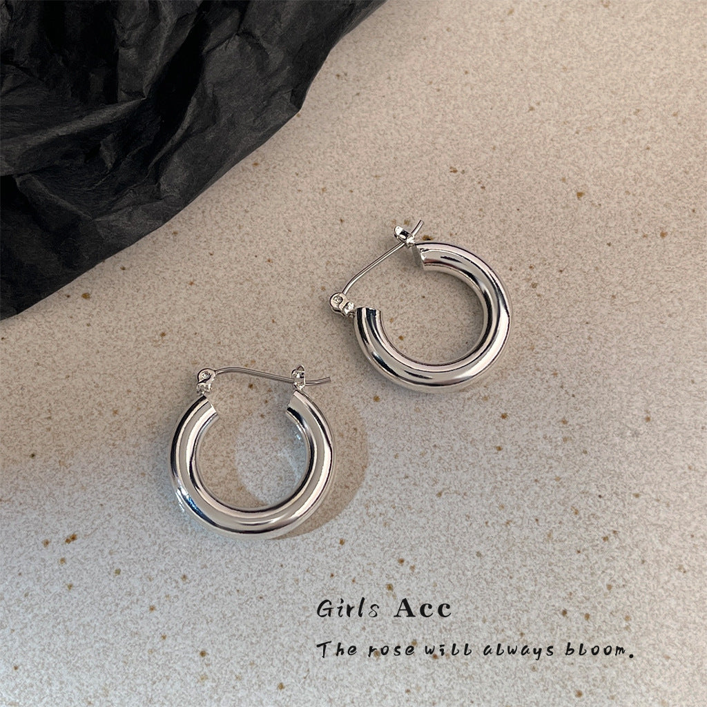 A廠 韓系極簡主義圓形銅鍍14K金銀針耳環 批發 折扣@洽客服 25.04.W1「5447-5448」