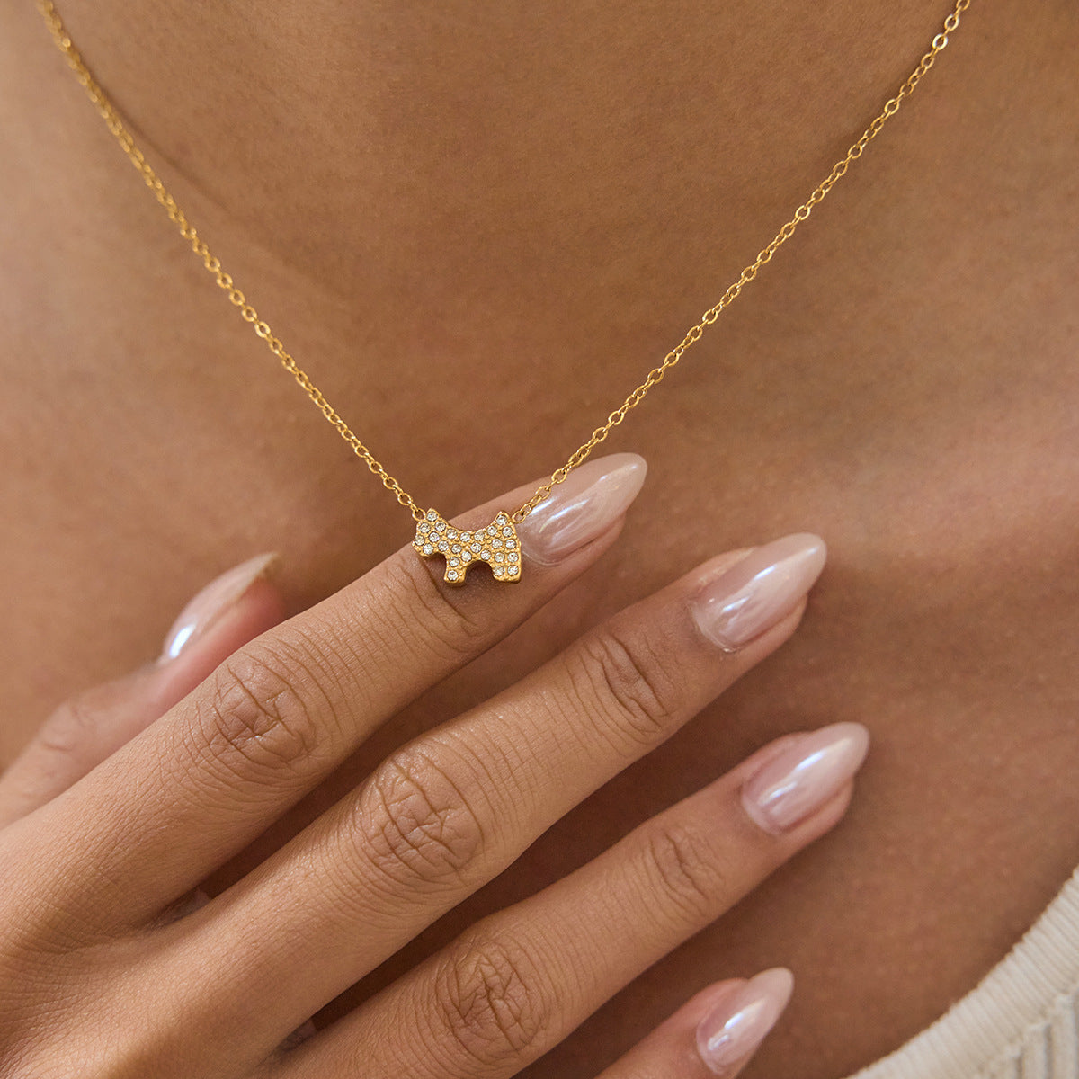 B廠 歐美款DARLINE 小狗 鈦鋼鍍18K金項鍊 批發 折扣@洽客服 25.12.W3「JDN0209035」