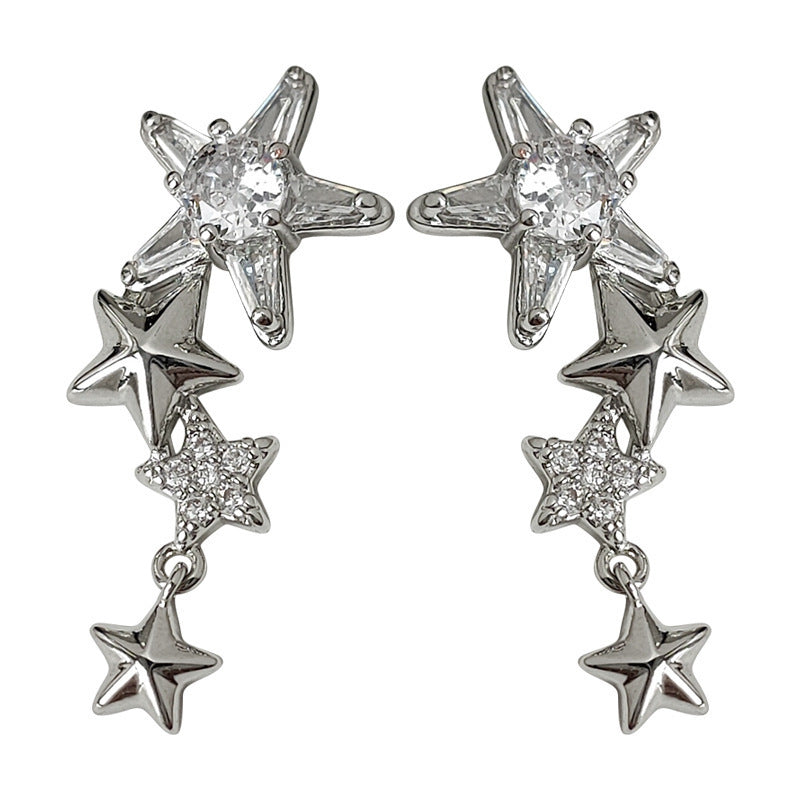 A廠 日韓款 微鑲鋯石星星銀針耳環 批發 折扣@洽客服 25.11.W1「2525」