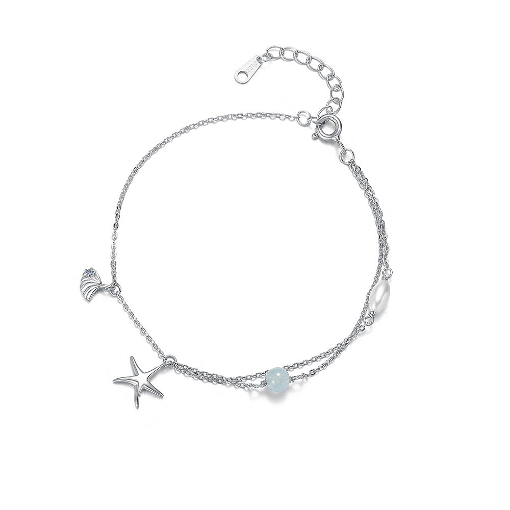 C廠 韓國韓版海藍寶星貝殼S999純銀手鍊 批發 折扣@洽客服 25.12.W2「L1224」