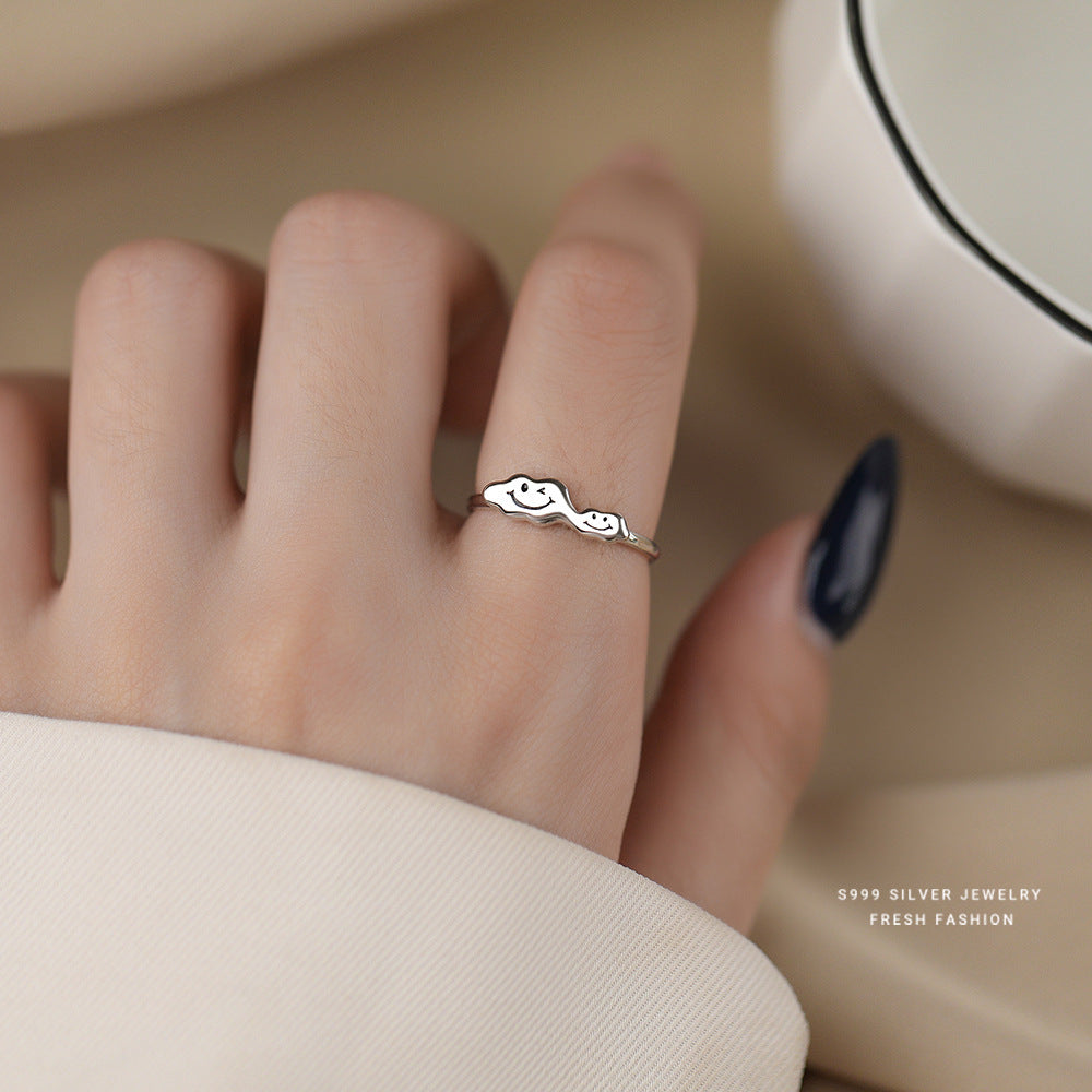 C廠 韓國韓版笑臉雲朵表情S999純銀戒指 批發 折扣@洽客服 25.11.W3「K2414」