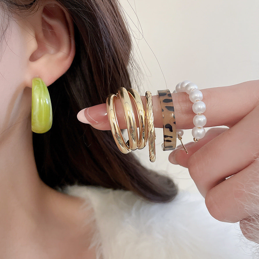 A2廠 韓國韓版圓形珍珠耳環-5件套  批發 折扣@洽客服 26.01.W1「HE29834」