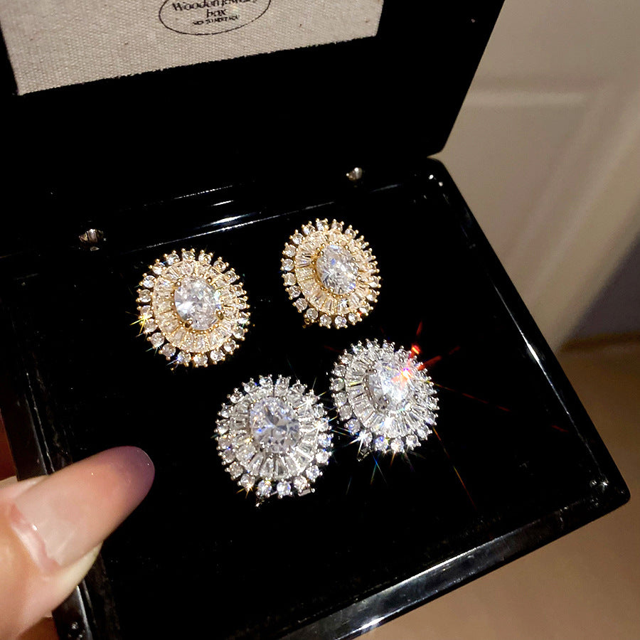 A2廠 韓國韓版鋯石橢圓形電鍍18K真金銀針耳環 批發 折扣@洽客服 25.11.W1「WE4963」