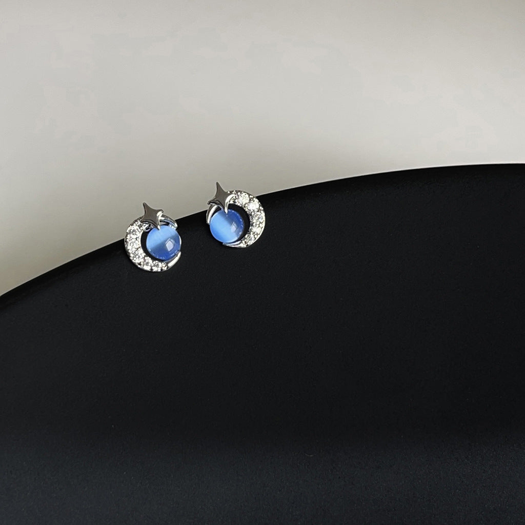 A廠 韓系藍星球貓眼石環保銅銀針耳環批發 折扣@洽客服 26.03.10「2401」