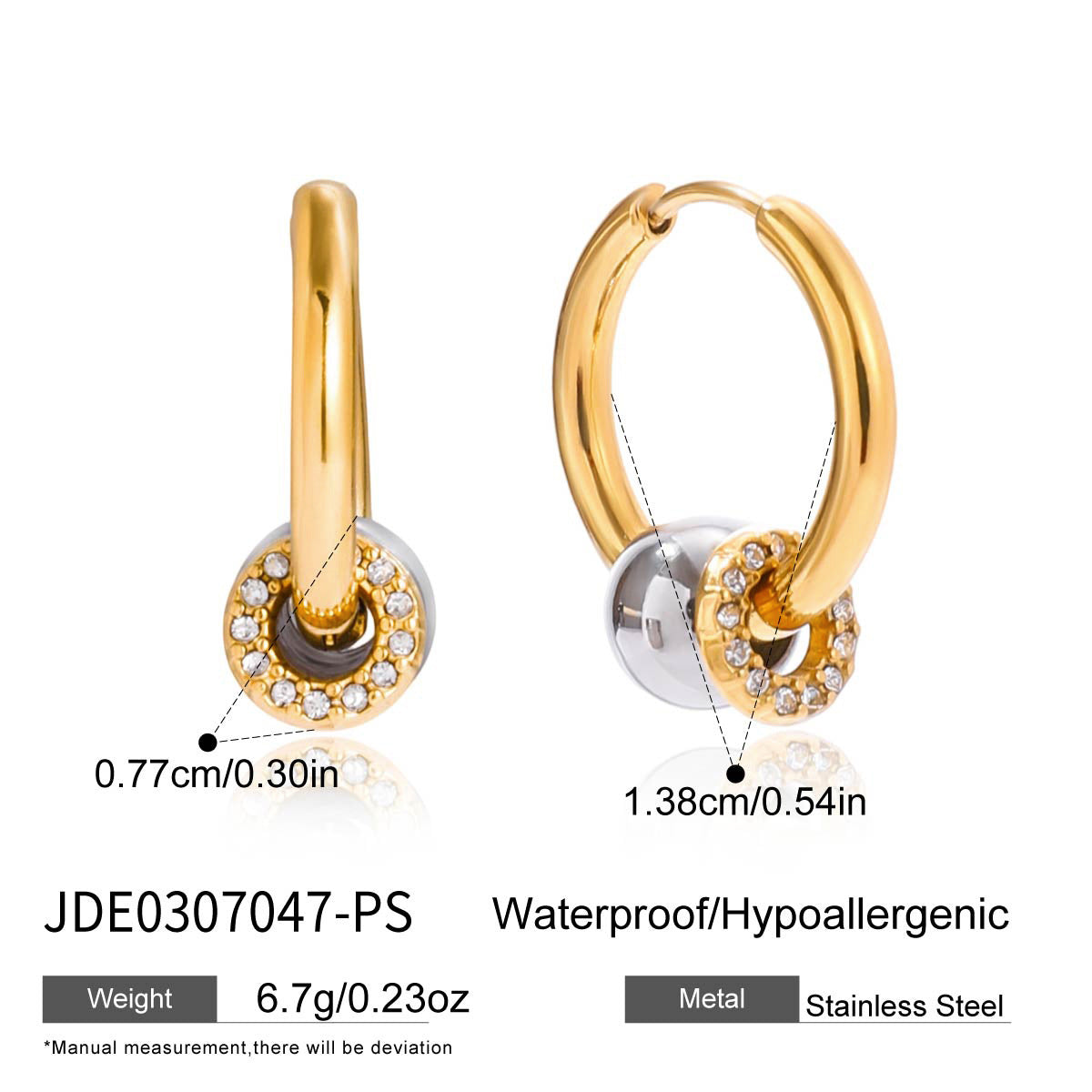 B廠 歐美款 NOVA 鈦鋼鍍18K金耳環 批發 折扣@洽客服 25.11.W2 「JDE0307047-PS」