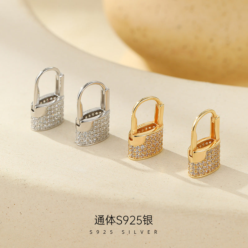 C廠 滿鑽鎖扣S925純銀耳環批發 折扣@洽客服 26.07.W4「ES3759-ES3760」