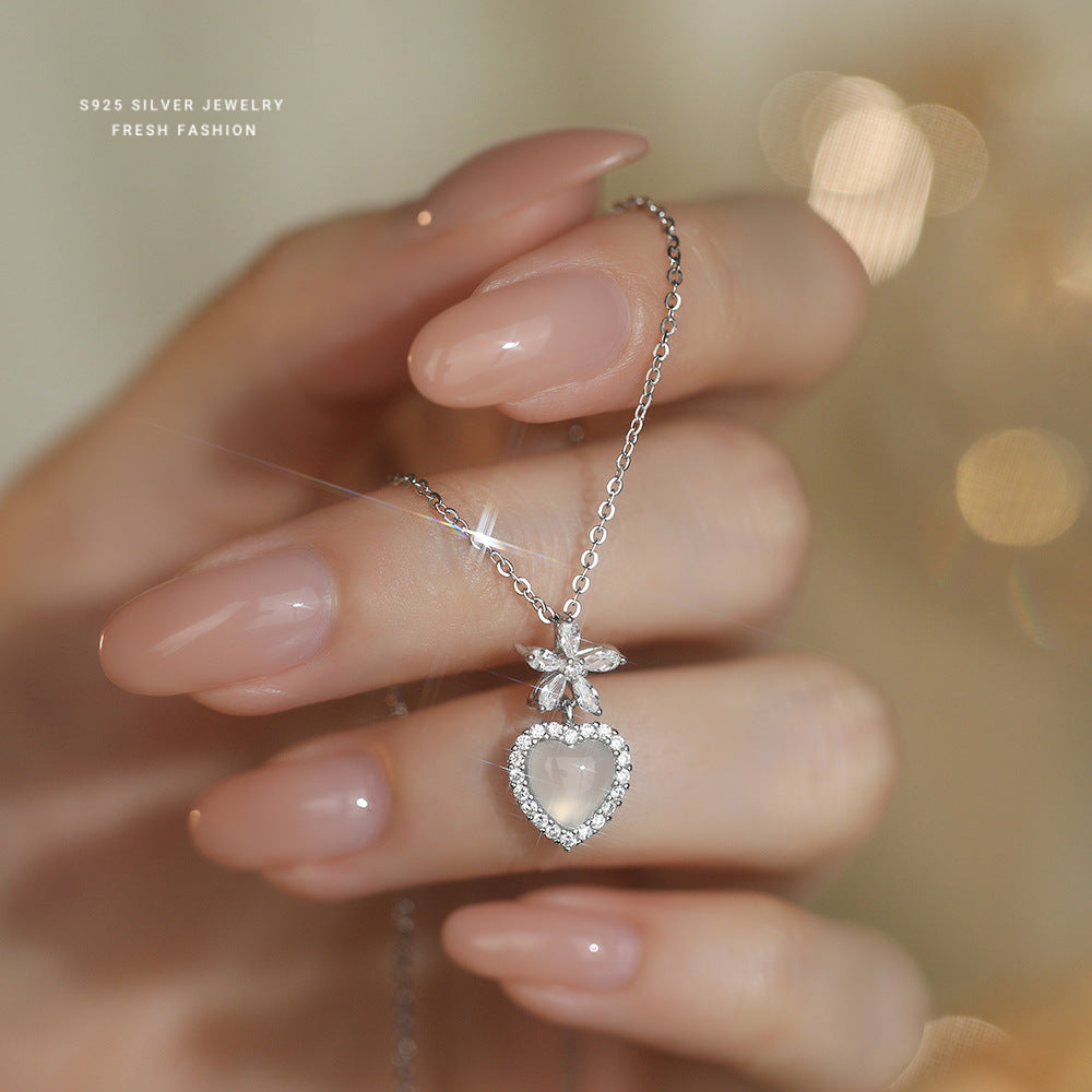 C廠 韓國韓版白玉髓花朵愛心S925純銀項鍊 批發 折扣@洽客服 25.12.W1「A4696」