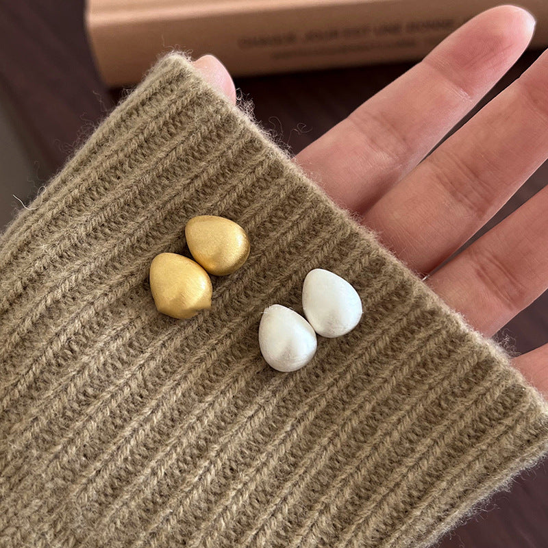 A2廠 韓國韓版金屬拉絲水滴形電鍍18k真金銀針耳環 批發 折扣@洽客服 25.10.W3 「WE4691」