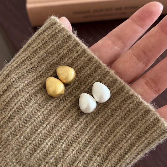 A2廠 韓國韓版金屬拉絲水滴形電鍍18k真金銀針耳環 批發 折扣@洽客服 25.10.W3 「WE4691」