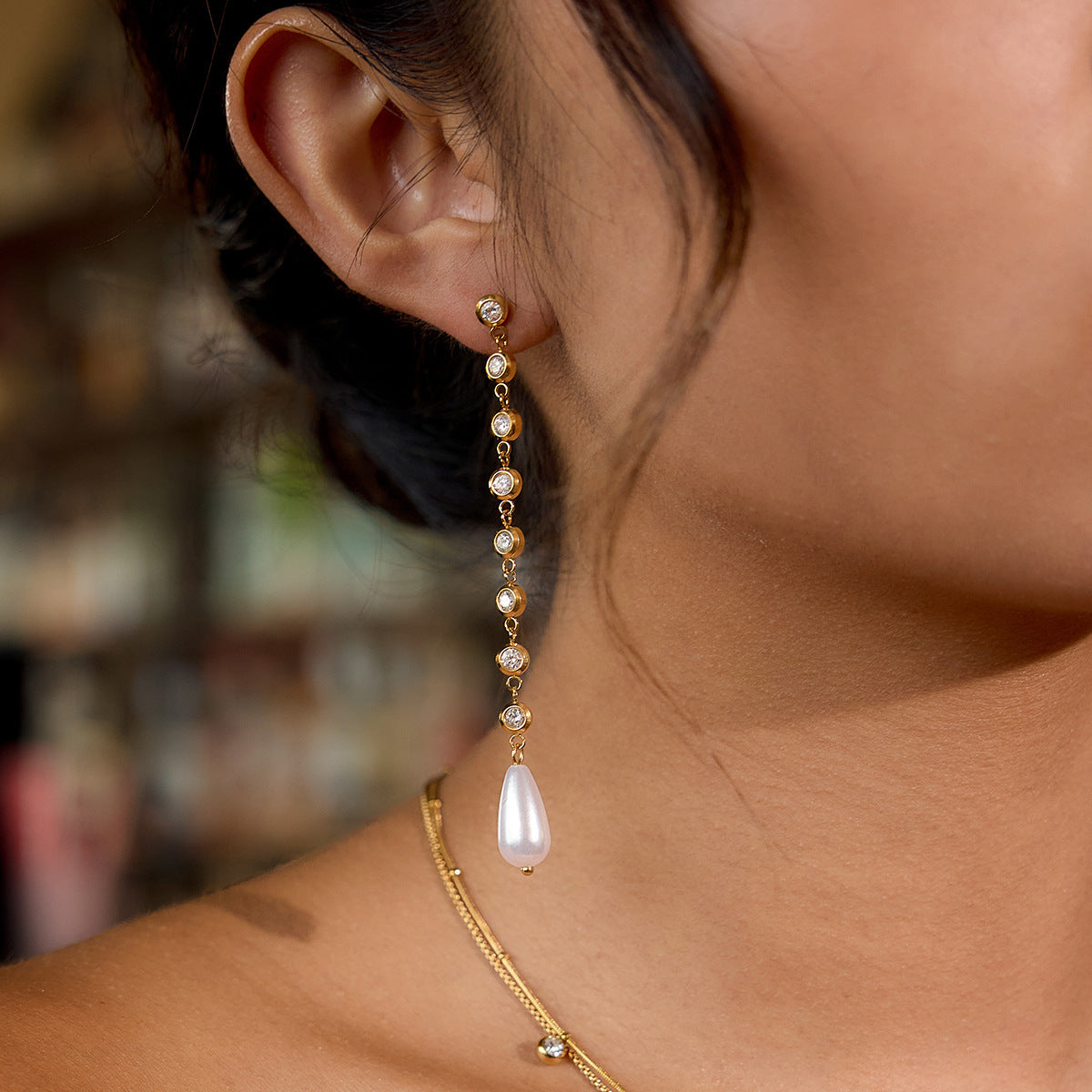 B廠 歐美款 EMMA 亞克力珍珠鈦鋼鍍18K金耳環 批發 折扣@洽客服 25.11.W2 「JDE0207041」