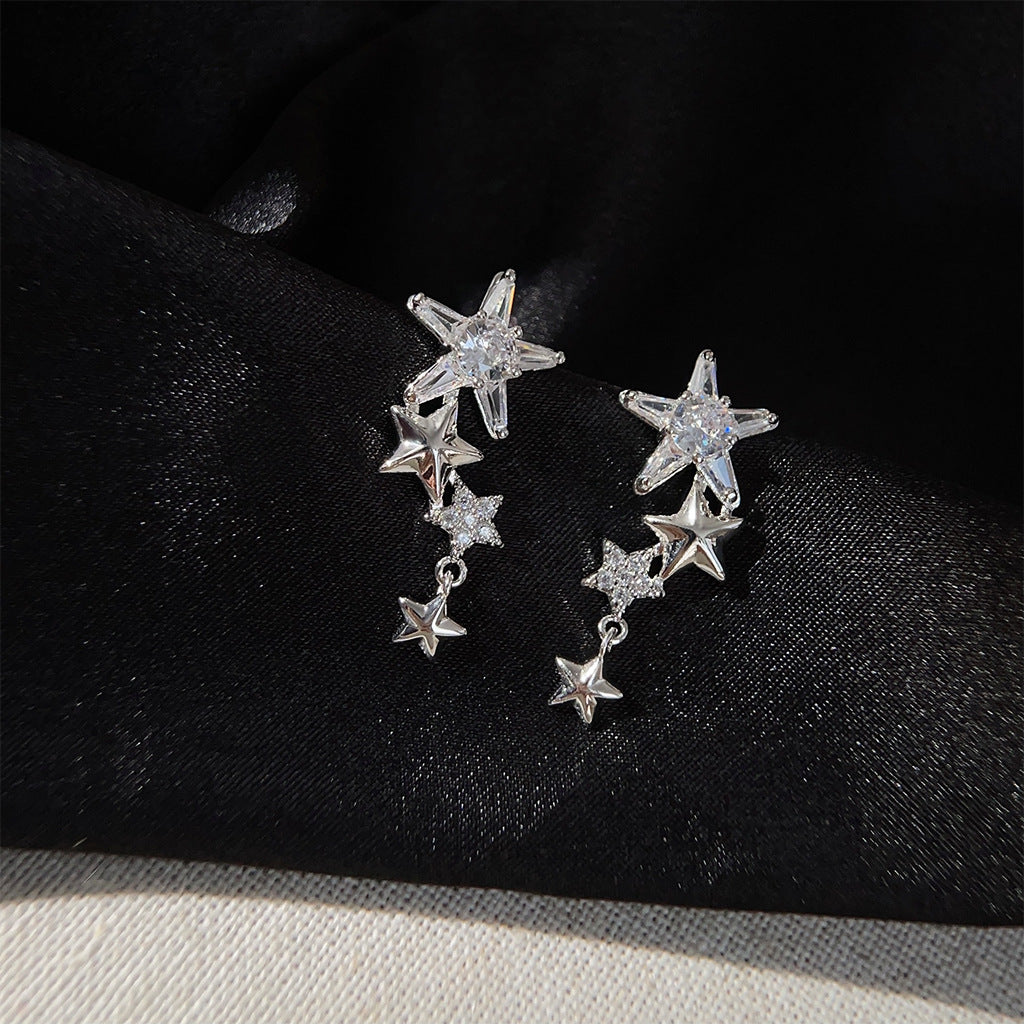 A廠 日韓款 微鑲鋯石星星銀針耳環 批發 折扣@洽客服 25.11.W1「2525」