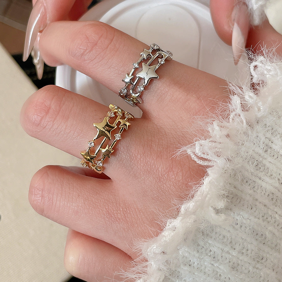 A2廠 韓國韓版三層星星開口戒指 批發 折扣@洽客服 25.12.W1「HR2818」