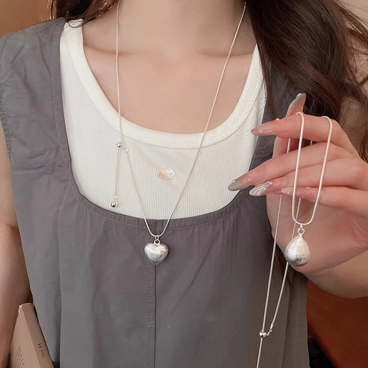 A2廠 韓國韓版拉絲愛心水滴形吊墜項鍊 批發 折扣@洽客服 25.10.W3「WN1642」