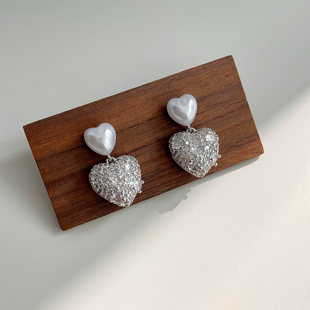 A廠 日韓款重工鋯石愛心銀針耳環 批發 折扣@洽客服 25.11.W4「4839」