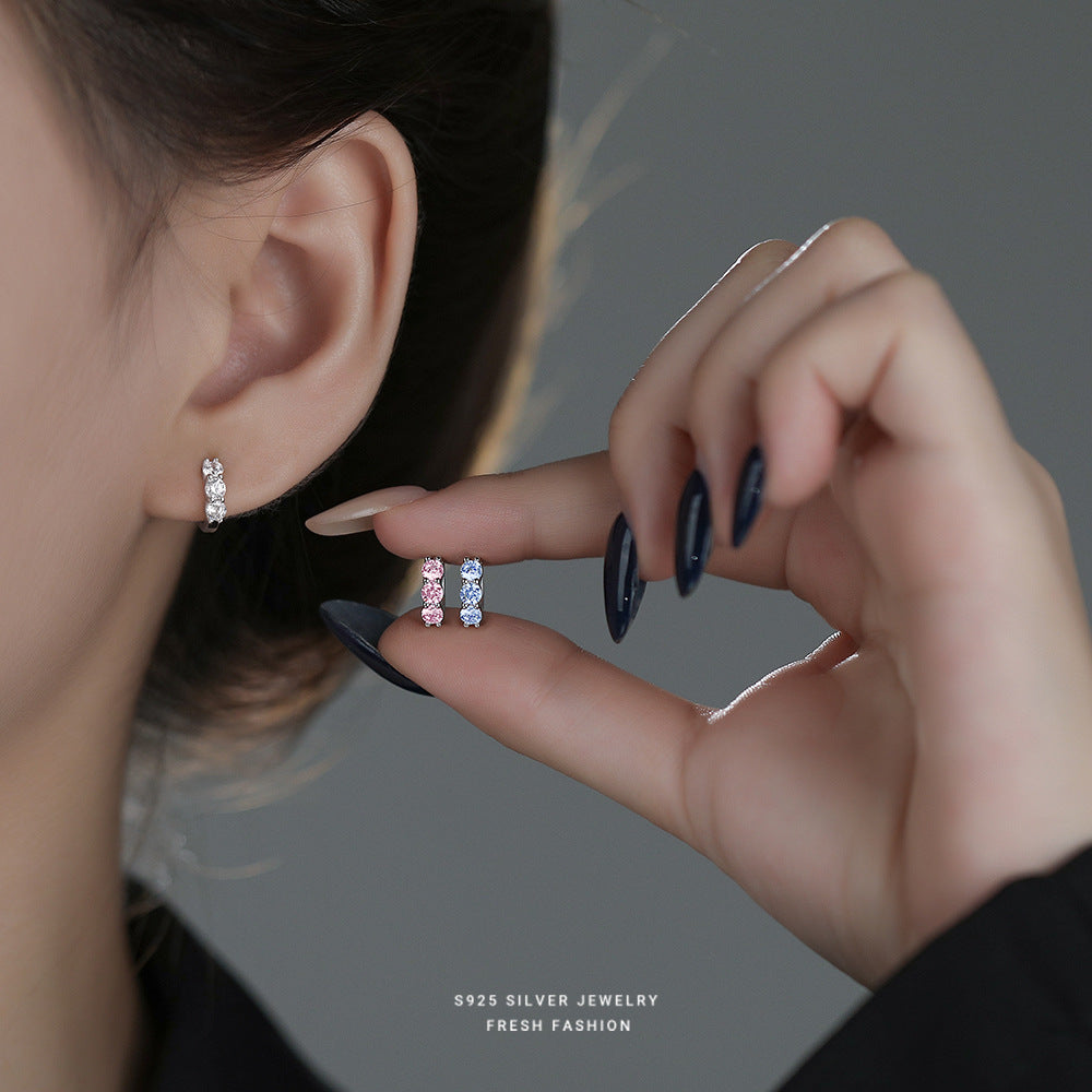 C廠 韓國韓版小清新彩色鋯石S925純銀耳環 批發 折扣@洽客服 25.11.W3「E5783」