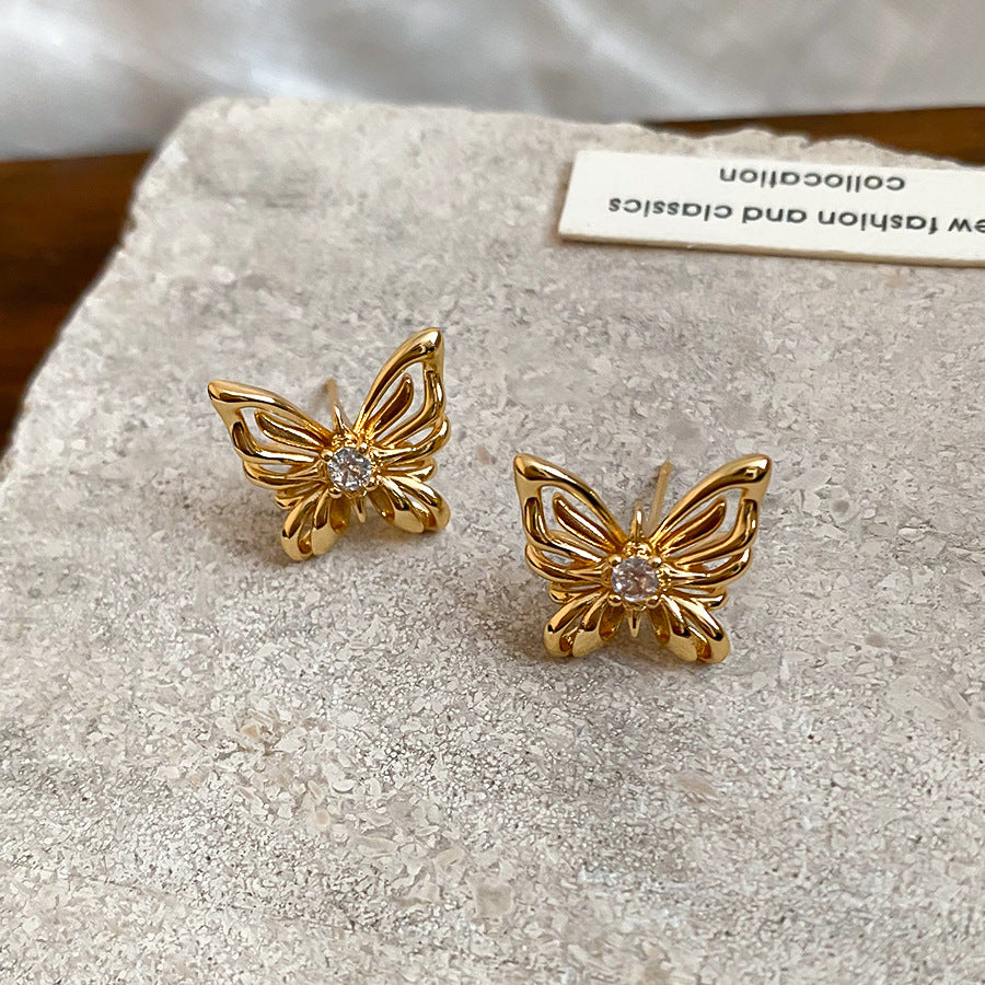 A2廠 韓國韓版立體鏤空蝴蝶銀針耳環批發 折扣@洽客服 26.04.W4「HE32607」