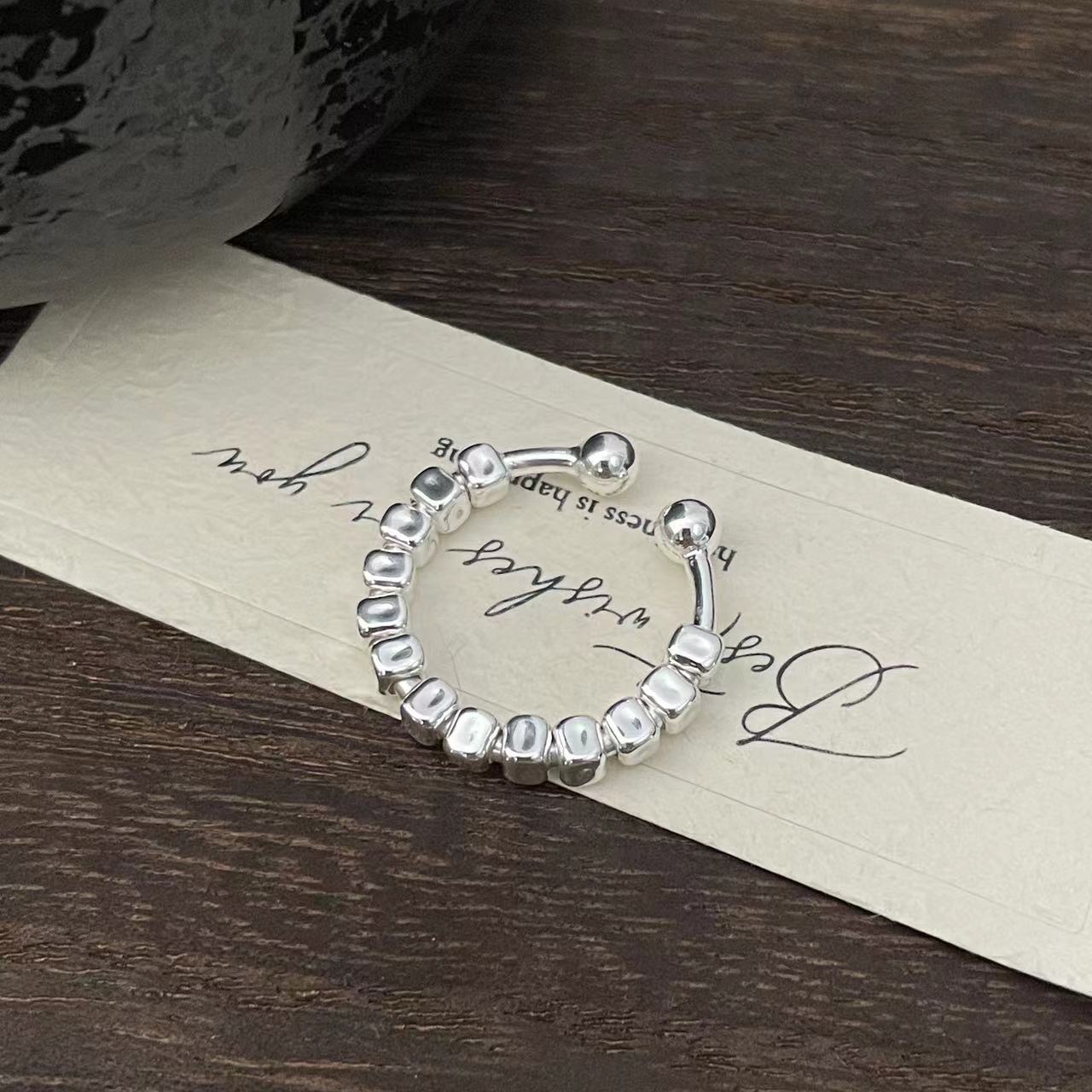 C2廠 韓國韓版復古幾何珠珠S925純銀戒指 批發 折扣@洽客服 25.11.W3「SR1444」