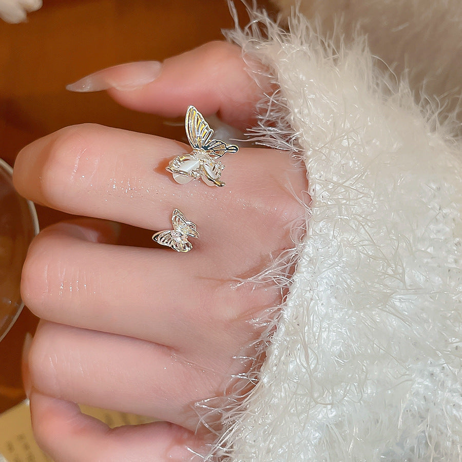 A2廠 韓國韓版鋯石蝴蝶銅開口戒指 批發 折扣@洽客服 26.02.W3「HR2931」