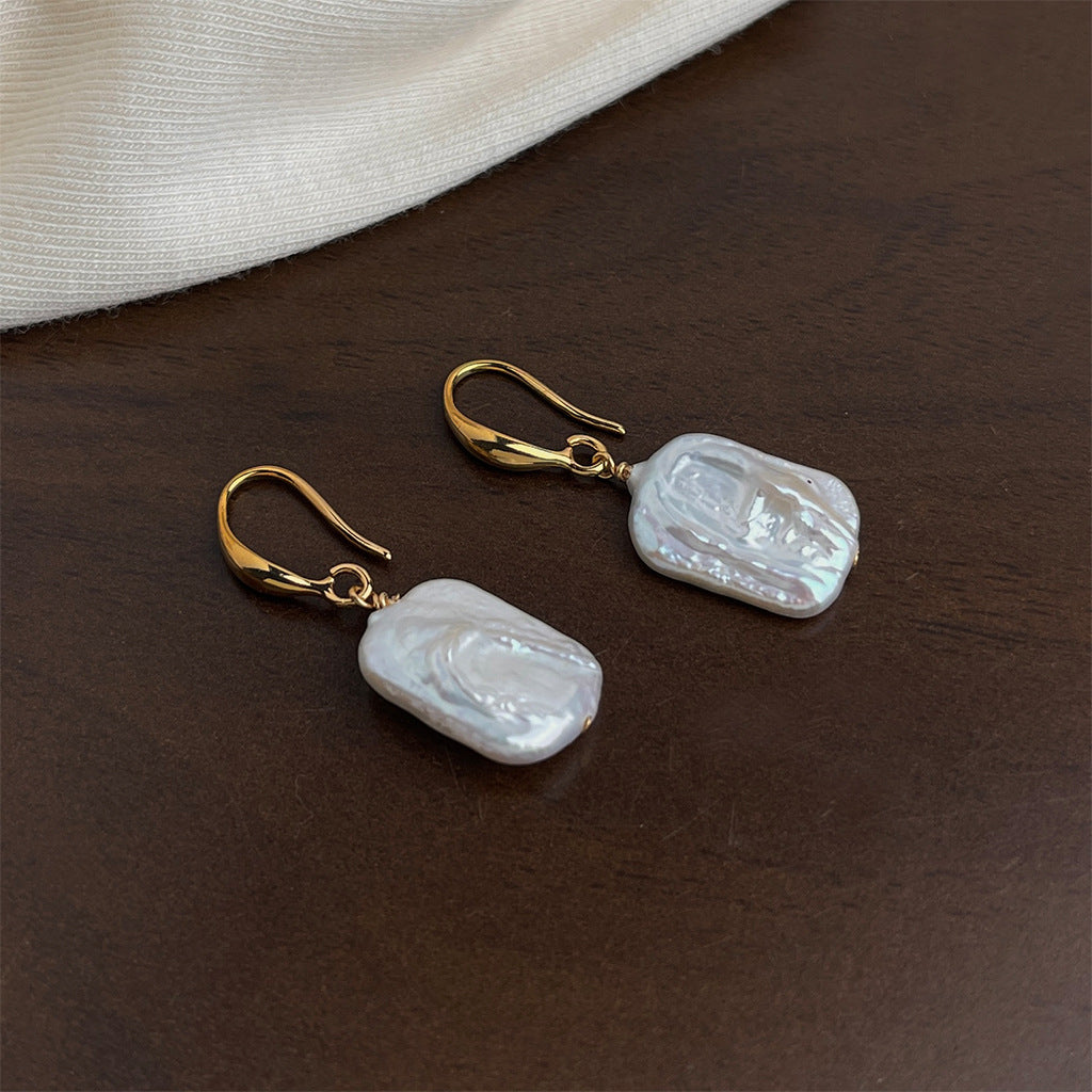 A廠 環保銅｜韓系方形巴洛克淡水珍珠銀針耳環 批發 折扣@洽客服 26.01.W4「6981」