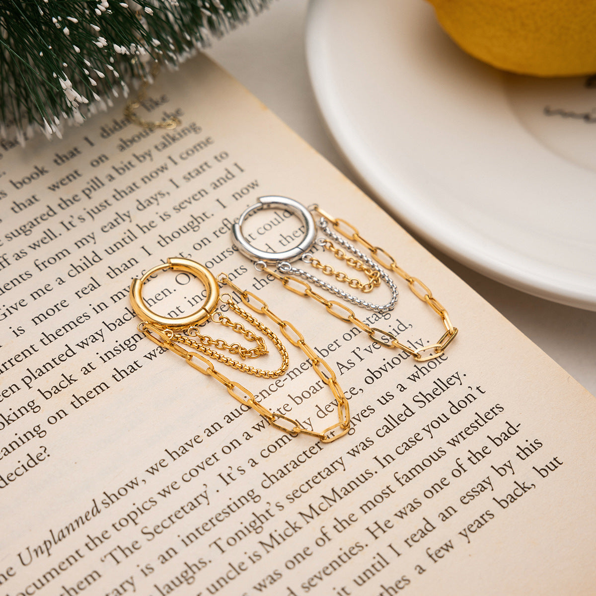 B廠 歐美款 SOPHIA 鏈條流蘇鈦鋼鍍18K金耳環 批發 折扣@洽客服 25.12.W1「JDE0307007」