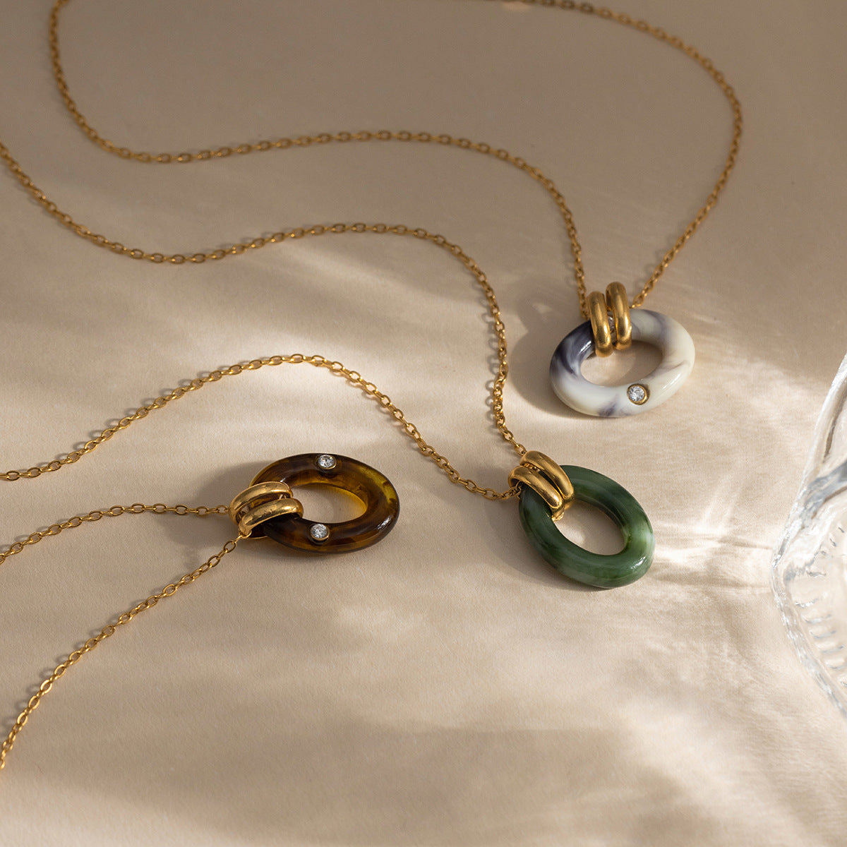 B廠 鈦鋼鍍18K金｜ 暈染樹脂項鍊 批發 折扣@洽客服 26.01.W2「JDN0310027」