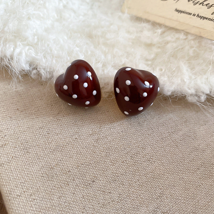 A2廠 韓國韓版復古滴油波點愛心銀針耳環 批發 折扣@洽客服 25.11.W1「HE28581」