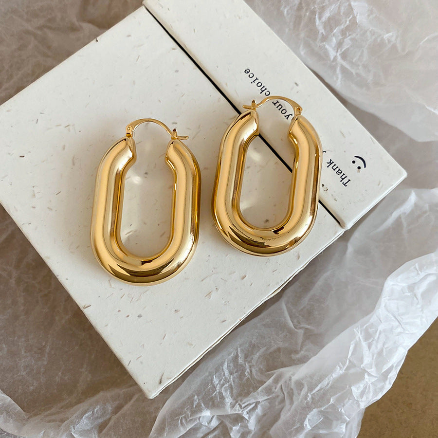 A2廠 韓國韓版金屬光面橢圓形銀針耳環 批發 折扣@洽客服 25.12.W3「HE29346」