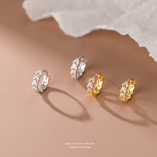 C廠 韓國韓版鑲鑽麻花S925純銀耳環批發 折扣@洽客服 26.03.W4「E2768」